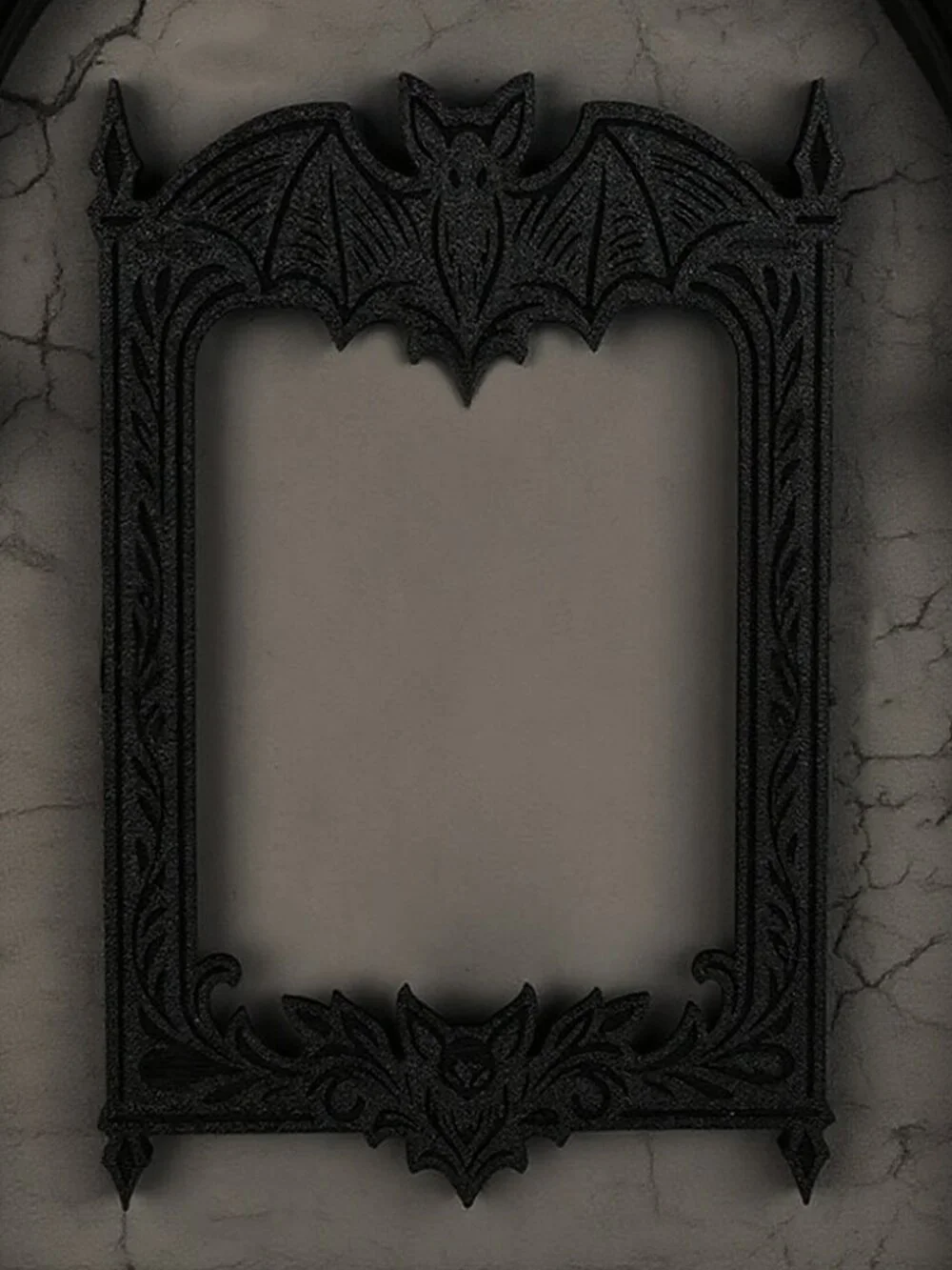 Gothic Bat Baroque Open Wall Frame Matte Black Witch Altar Display Frame